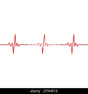 Polso cardiaco con una linea. Pattern senza giunture orizzontale del cardiogramma. Illustrazione vettoriale. Illustrazione Vettoriale