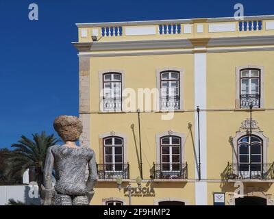 Scultura di Dom Sebastiao in Lagos - Costa Algarve di Portogallo Foto Stock