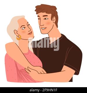 Coppia con grande differenza di età, figlio e madre Illustrazione Vettoriale