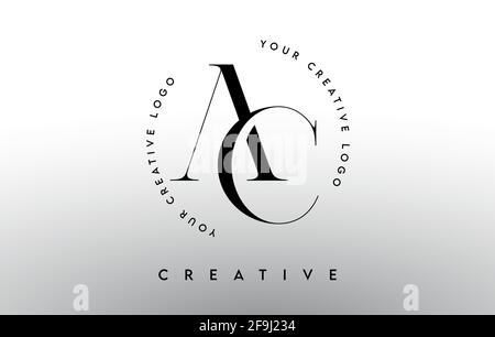 AC Letter Logo Design con carattere tipografico Serif ed elegante look moderno in Black e White Colors Vector Illustration. Illustrazione Vettoriale