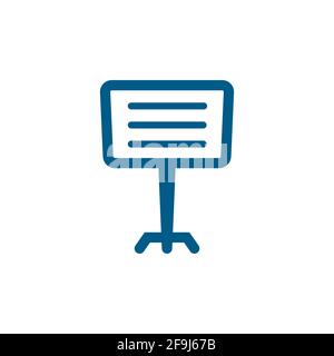 Schermo del proiettore icona blu su sfondo bianco. Illustrazione vettoriale Blue Flat Style. Illustrazione Vettoriale