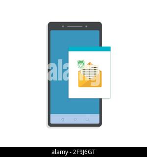 Notifica e-mail non letta. Nuovo messaggio sullo schermo dello smartphone. Vettore Illustrazione Vettoriale