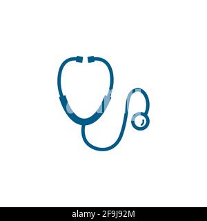 Stetoscopio icona blu su sfondo bianco. Illustrazione vettoriale Blue Flat Style. Illustrazione Vettoriale