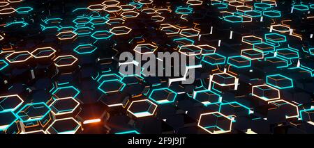 sfondo a nido d'ape futuristico (rendering 3d) Foto Stock