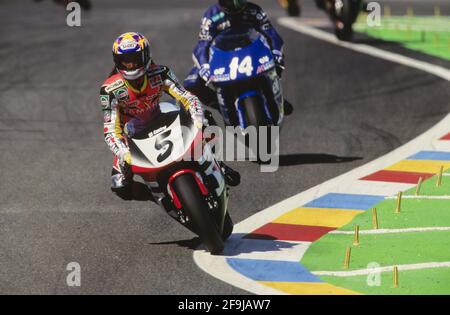 Norick Abe (JPN, Yamaha 500, GP di Francia 1997, le Castellet. Foto Stock