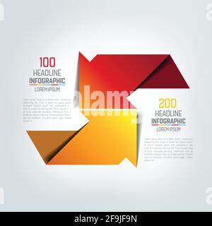 Due frecce in diverse direzioni infografica, grafico, schema, diagramma. Illustrazione Vettoriale