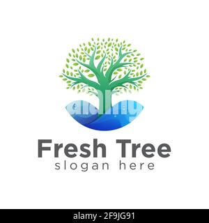 logo disegno fresco albero eco verde vettore Illustrazione Vettoriale