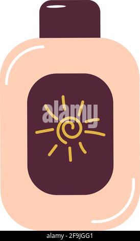 La lozione per il corpo protegge dal sole. Crema per la pelle. Olio abbronzante. Sfondo isolato. Illustrazione vettoriale del magazzino in stile piatto. Illustrazione Vettoriale