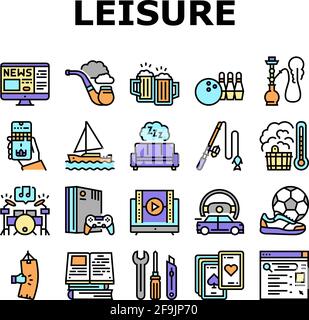 Collezione tempo libero uomo icone Set Vector Illustrazione Vettoriale