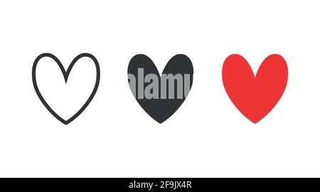 Raccolta di icone cardiache vettoriali. Set di simboli del cuore. Semplice set di illustrazioni cardiache. Illustrazione Vettoriale
