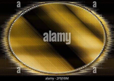 Un'immagine di sfondo astratta di forma ovale con grunge dorato. Foto Stock