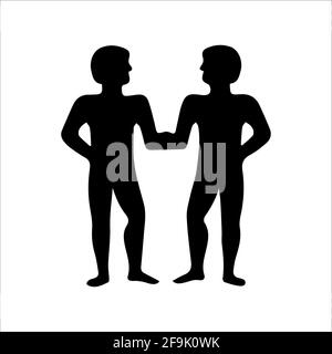 gemelli fratelli nero silhouette Gemini vettore illustrazione isolato Illustrazione Vettoriale