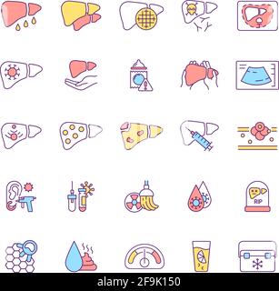 Malattie infiammatorie set di icone a colori RGB Illustrazione Vettoriale