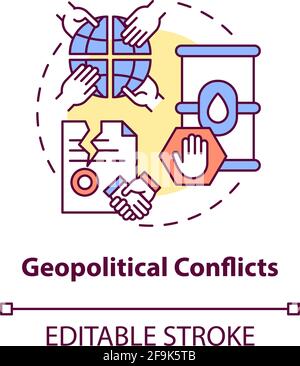 Icona del concetto di conflitti geopolitici Illustrazione Vettoriale