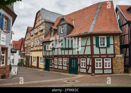 Fachwerkhäuser in der Altstadt von Friedberg, Assia, Deutschland Foto Stock