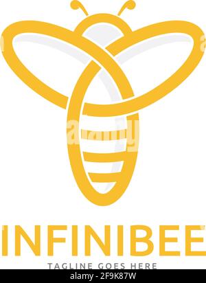 Logo Design Infinity Bee Illustrazione Vettoriale