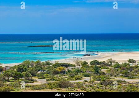 Spiaggia di Elafonissi nella regione di Chania, Creta Foto Stock