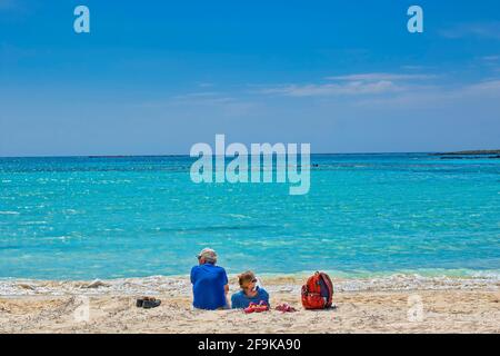 Spiaggia di Elafonissi nella regione di Chania, Creta Foto Stock