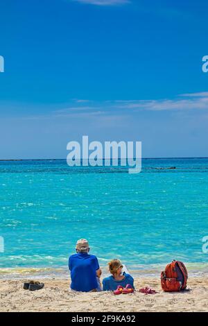 Spiaggia di Elafonissi nella regione di Chania, Creta Foto Stock