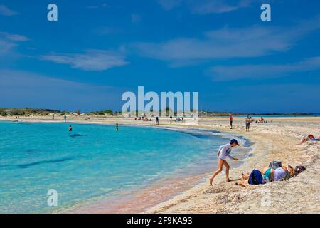 Spiaggia di Elafonissi nella regione di Chania, Creta Foto Stock