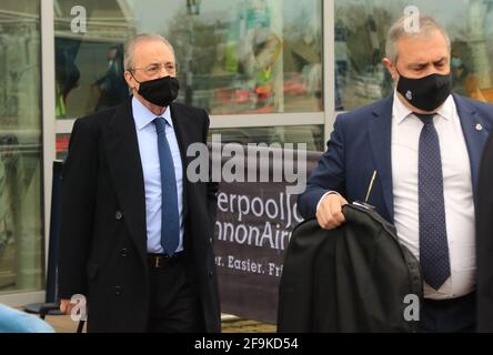 Florentino Pérez e Real madrid arrivano a liverpool Foto Stock