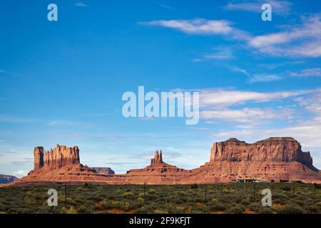 Vista della Monument Valley nello Utah, guardando a sud Foto Stock