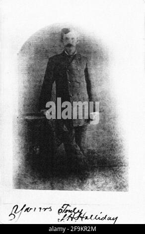 DOC Holliday. Ritratto del giocatore e gunfighter americano, John Henry doc Holliday (1851-1887), Prescott Arizona, 1879. Si tratta di una delle due foto autenticate di Doc Holliday. Foto Stock