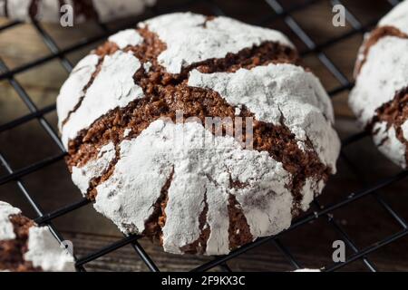 Cioccolato artigianale Crinkle Cookies con zucchero a velo Foto Stock