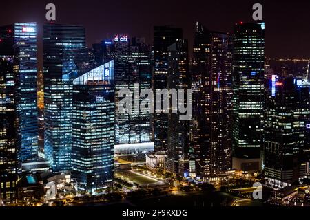 Marina Bay, Singapore - 8 gennaio 2014: Il quartiere finanziario di Singapore. Foto Stock