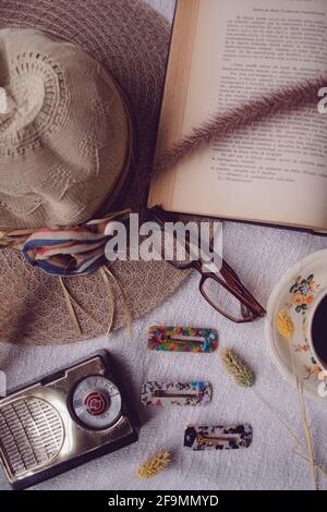 Design e moda Flat Lay camera Foto Stock