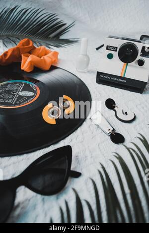 Design e moda Flat Lay camera Foto Stock