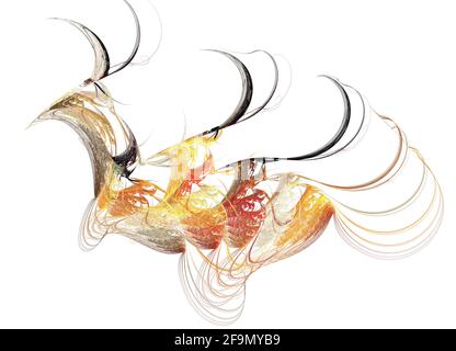 Immagine frattale, assomiglia a un tipo di uccello come creatura, arte astratta, arte digitale animale frattale Foto Stock