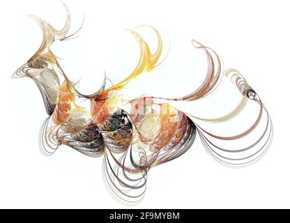 Immagine frattale, assomiglia a un tipo di uccello come creatura arte astratta, arte digitale animale frattale Foto Stock