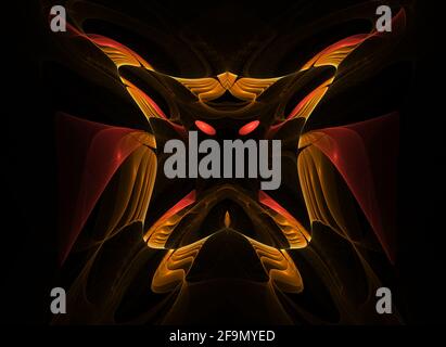 L'immagine frattale assomiglia a una creatura fantascientifica horror di fantascienza, concetto astratto, simmetria, arte digitale Foto Stock