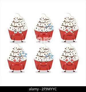 Cartone animato di gelato alla vaniglia Cup con espressione sonnolenta. Illustrazione vettoriale Illustrazione Vettoriale
