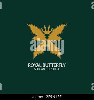 Logo Golden Butterfly. Logotipo reale della farfalla Illustrazione Vettoriale