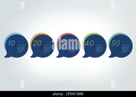 Timeline, modello passo per passo, grafico, schema, infografica. Illustrazione Vettoriale