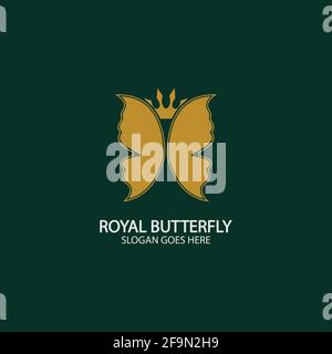 Logo Golden Butterfly. Logotipo reale della farfalla Illustrazione Vettoriale