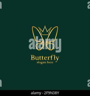 Logo Golden Butterfly. Logotipo reale della farfalla Illustrazione Vettoriale