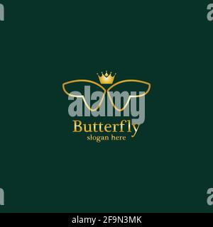 Logo Golden Butterfly. Logotipo reale della farfalla Illustrazione Vettoriale