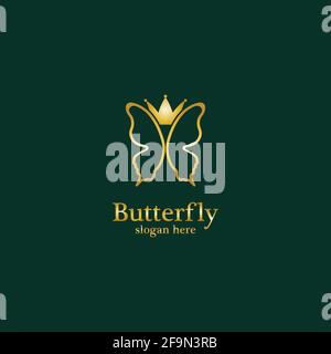Logo Golden Butterfly. Logotipo reale della farfalla Illustrazione Vettoriale