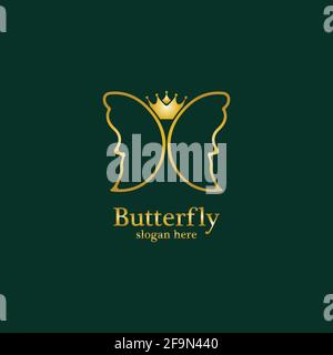 Logo Golden Butterfly. Logotipo reale della farfalla Illustrazione Vettoriale