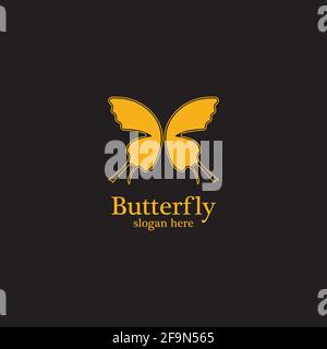 Logo Golden Butterfly. Logotipo reale della farfalla Illustrazione Vettoriale