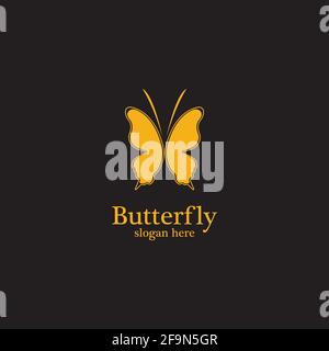 Logo Golden Butterfly. Logotipo reale della farfalla Illustrazione Vettoriale