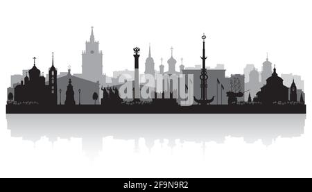 Voronezh Russia città skyline vettore silhouette illustrazione Illustrazione Vettoriale