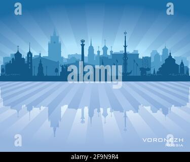 Voronezh Russia città skyline vettore silhouette illustrazione Illustrazione Vettoriale