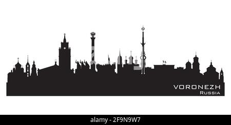 Voronezh Russia skyline città dettagliata silhouette vettoriale Illustrazione Vettoriale