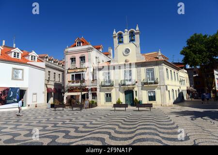 La piazza centrale di Cascais, Portogallo. Foto Stock