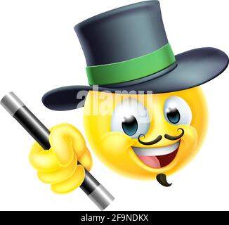 Icona del viso del mago Emoticon Cartoon Illustrazione Vettoriale