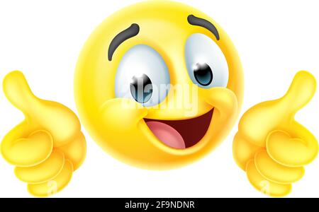 Pollice su felice Emoticon viso Cartoon Illustrazione Vettoriale